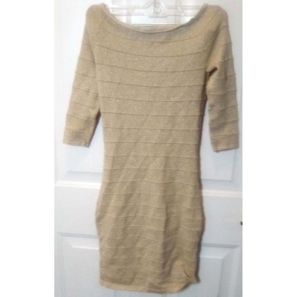 Express womens Stretch Bodycon Sheath Dress Size XS  Gold Color db2